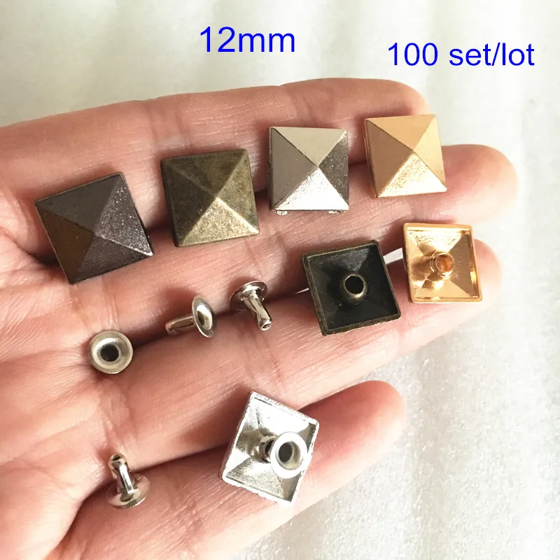 12mm Pyramid Square Rapid Rivet Stud,rose Gold,silver,bronze,black