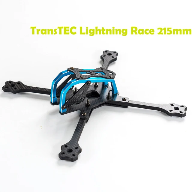 

Newest TransTEC for Lightning Race 215mm 4mm 3K Full Carbon Fiber Frame Kit Blue / Sliver for RC Racing Racer Drone Toy DIY