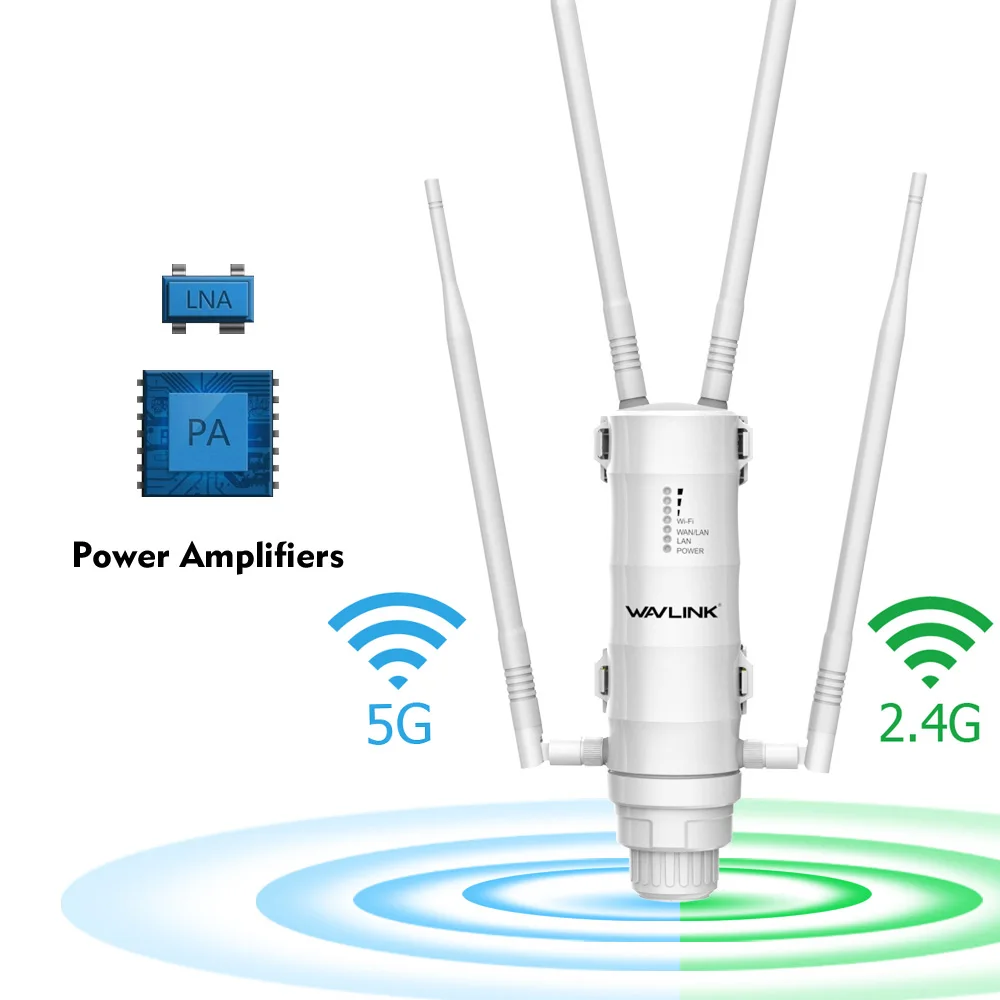 Wavlink Высокая мощность AC1200 открытый беспроводной Wi-Fi ретранслятор AP/wifi маршрутизатор 1200 Мбит/с Dual Dand 2,4G+ 5 ГГц длинный диапазон расширитель PoE