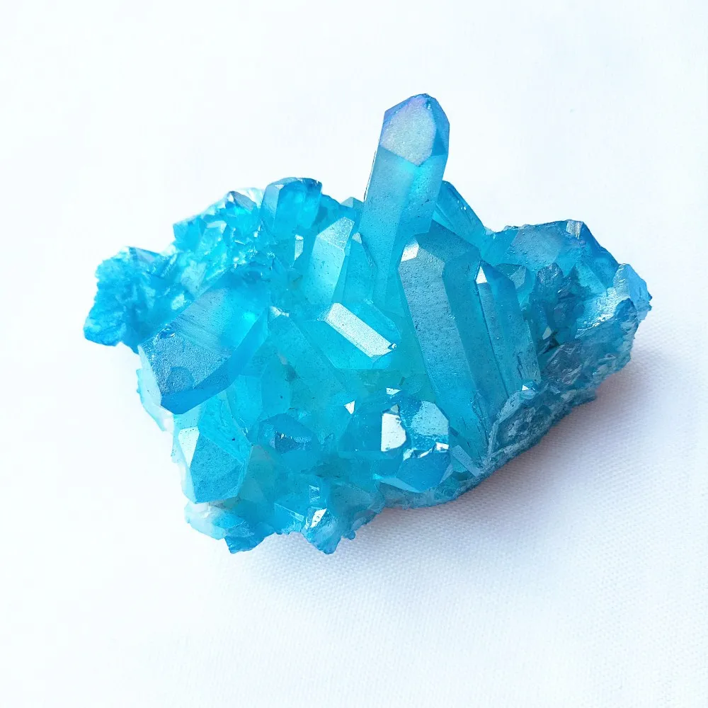 

85grams Titanium coating quartz cluster natural quartz crystal blue angel aura cluster specimens healing