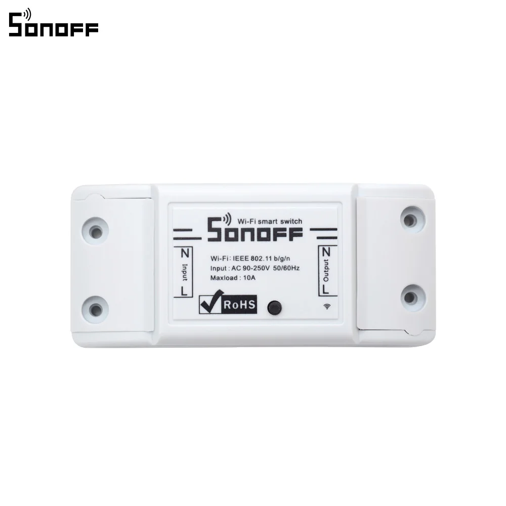 Дешевые Sonoff базовый Wifi переключатель Универсальный DIY удаленный беспроводной умный переключатель Domotica Wifi светильник переключатель умный дом работает с Alexa