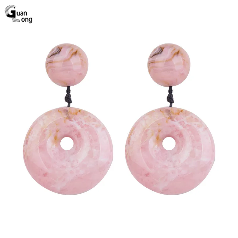 

GUANLONG Vintage Drop Fashion Resin Earrings for Women 2018 Statement Round Geometric Acrylic Dangling Earring Female Jewelry