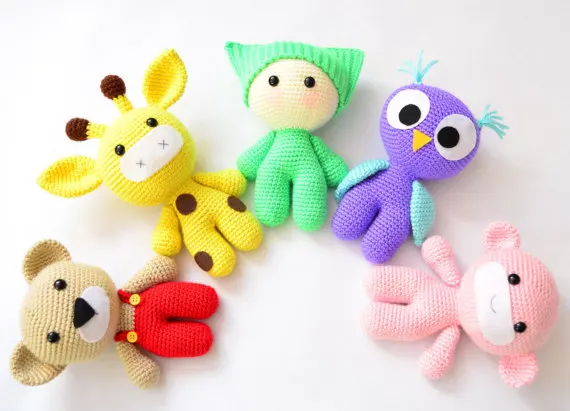 Amigurumi Baby and Animal Friends Crochet Toy Crochet Owl Giraffe Bear Monkey doll rattle amigurumi crochet doll pretty girl xingxing rattle toy