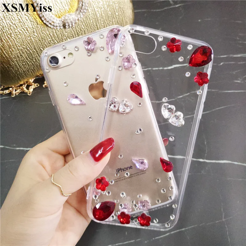 For Huawei Honor8 9 10 20 Lite V10 V20 7X 8X 9XNova3 4 5 Case Bling Crystal Rhinestone Diamond Flower Handmade Phone Cover |