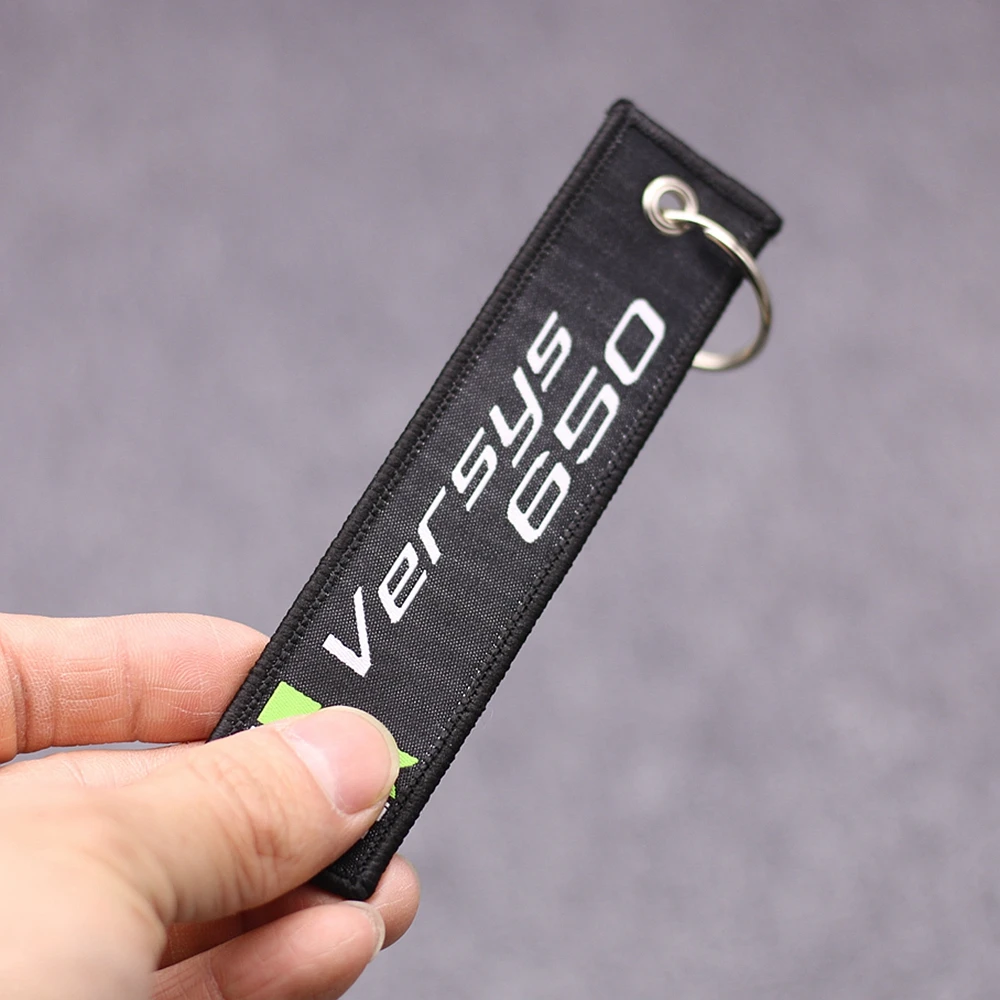 

NEW Motorcycle Embroidery Strap Key Ring Keyring For Kawasaki Versys 650 Key Chain Keychain BLACK