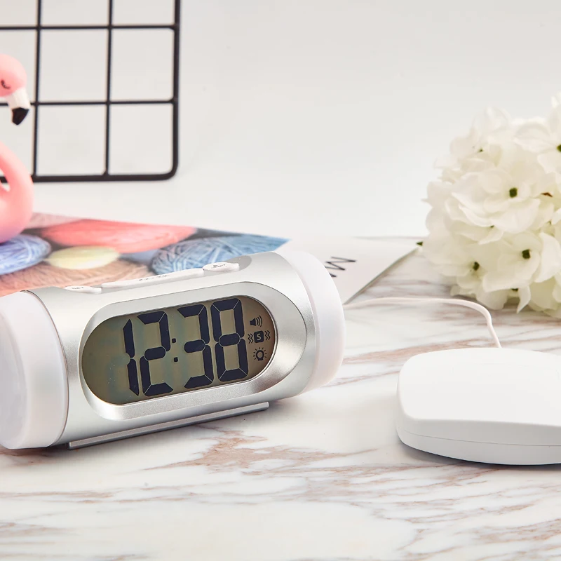  LCD Electronic Clock Vibration Alarm Sound Adjustable Strobe Light Prompt Alarm Clocks Digital Watc