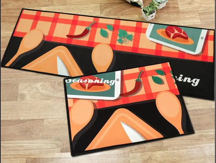 40X60+ 40X120 см/комплект Non-slip Кухня коврик еда печатных входной Коврик для прихожей ковер гостиная; зал athroom ковер 2 шт. в комплекте