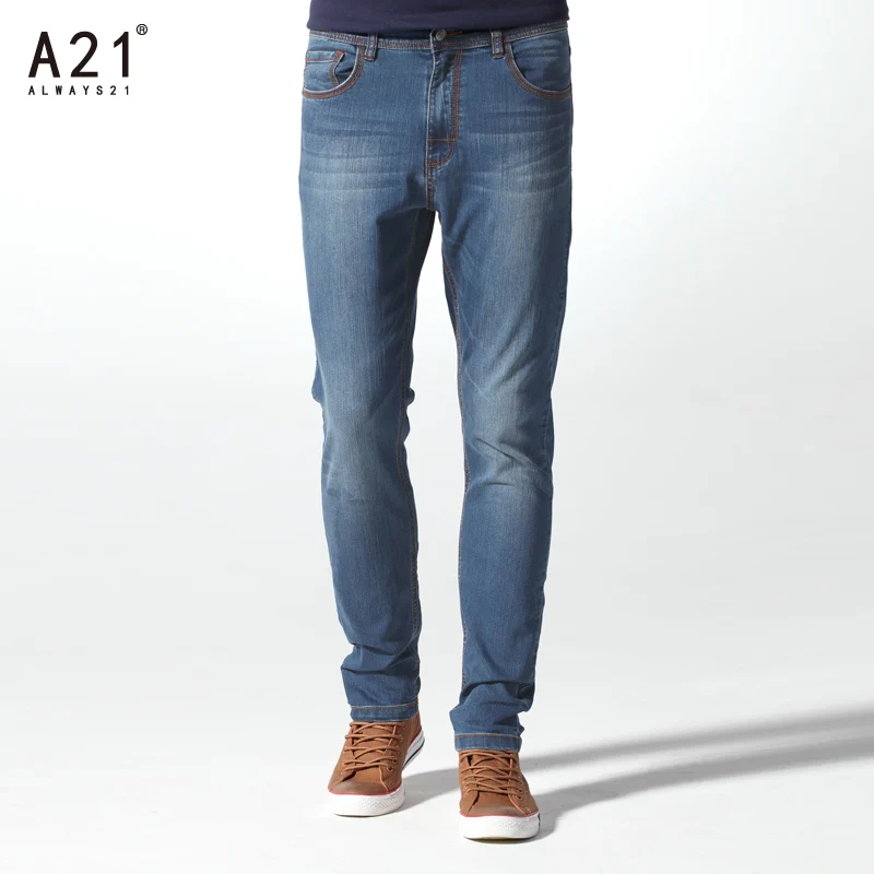 

Wholesale&free ship~~%% A21 autumn 2013 men's clothing mid slim elastic waist jeans male fashion denim trousers
