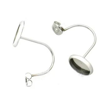 

10pcs/lot 10/12/14/16mm Stainless Steel Round Blank Earring Settings Cabochon Base Fit Cabochon Cameo DIY Ear Jewelry