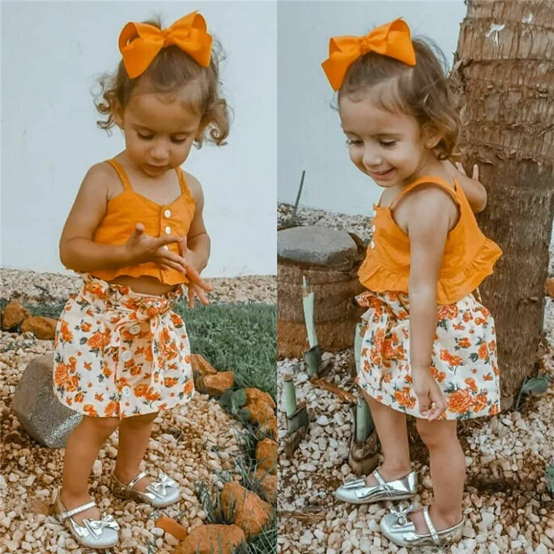 

PUDCOCO 2PCS Baby Girl Sets Fashion Cotton Clothes Summer Crop Tops+ Skirt Kids Girls Casual Outfits 1-6T