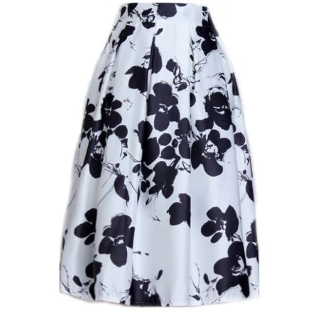 black and white knee length skirt