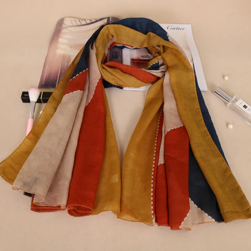 Лидер продаж новейший шарф леди Винтаж женщин длинные из мягкой вуали Лоскутные шарфы шаль палантин пашминовый палантин