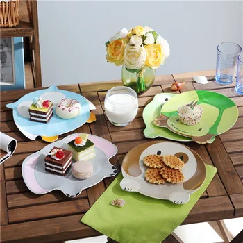 Baby Infant Feeding Plate Owl Frog Animal Cake Dishes Porcelain Pastry Fruit Tray Ceramic Tableware Snack Children Dinner