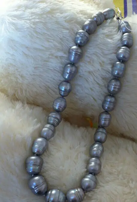 

HOT## Wholesale FREE SHIPPING stunning 14-15mm tahitian silver grey pearl necklace18inch