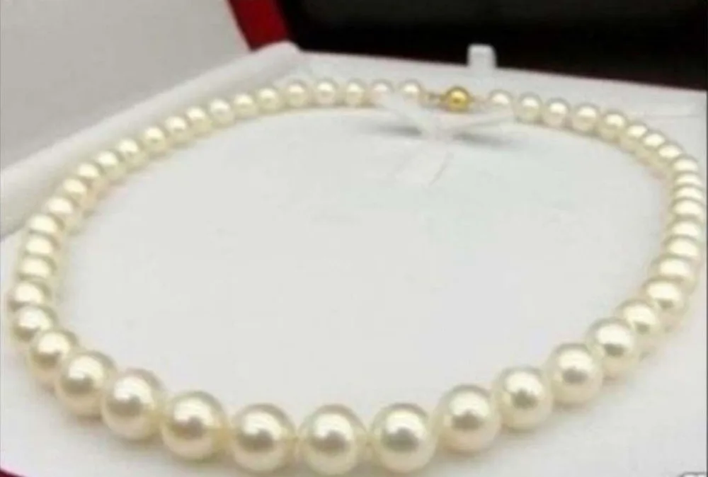 

New GENUINE 9-10MM WHITE AKOYA PEARL NECKLACE 18