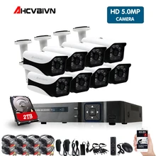 8CH 5MP cctv dvr система 8 шт hd 5MP Низкая освещенность IP66 Безопасность в/outdor Водонепроницаемая камера комплект P2P комплект видеонаблюдения