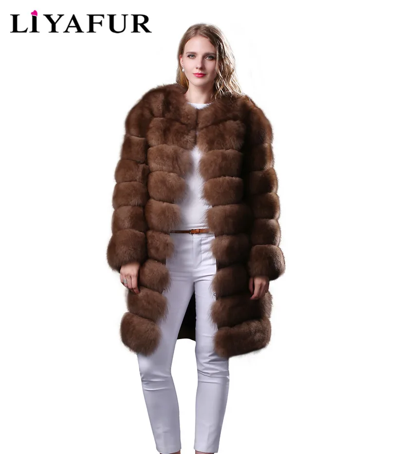 Liyafur Новинка года 6 в 1 натуральный Лисий Мех пальто для Для женщин куртка русский