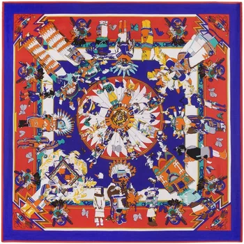 

2016 New Quality Shelves Silk Square Scarf Luxury Brand Indian Pattern Lady Scarf And Parcel Crown Spanish Foulard Accessories