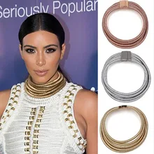 Ladyfirst Fashion Design Kim Kardashian Collar Chokers Necklace&Pendant Wedding Maxi Statement Necklace Bohemian Jewelry 4103