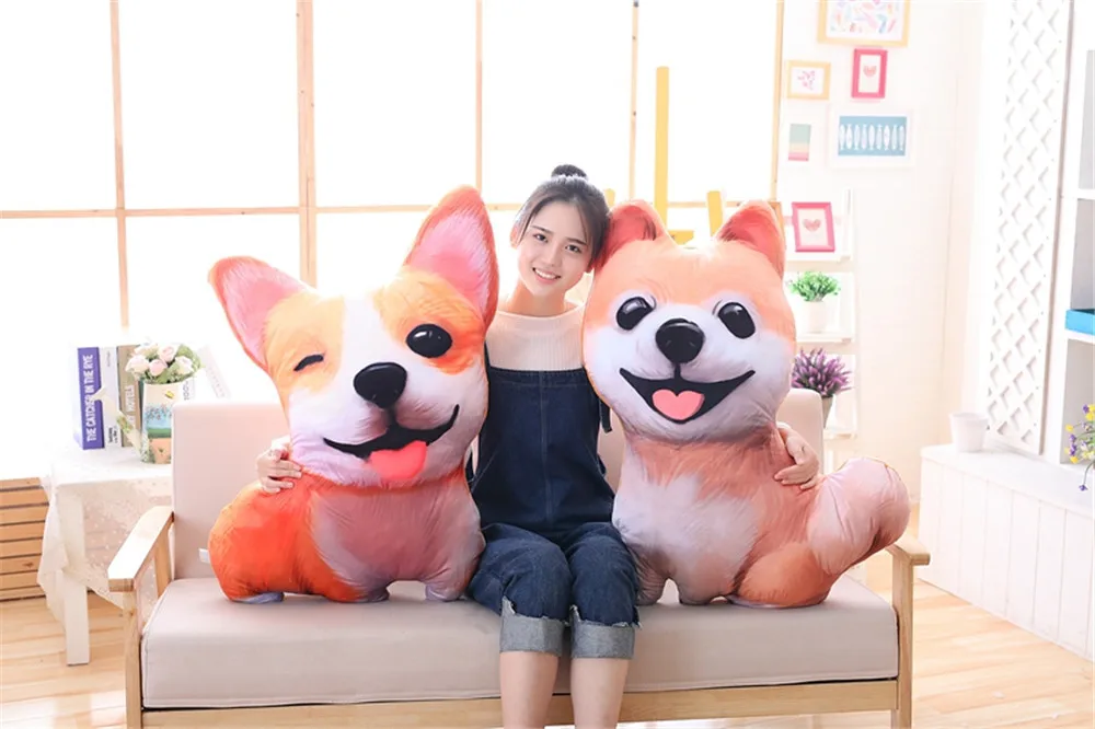 Fancytrader 3D Animal Corgi Plush Pillow Shiba Inu Dogs Toy Cartoon Pomeranian Dachshund Stuffed Doll Creative Decoration 90cm19