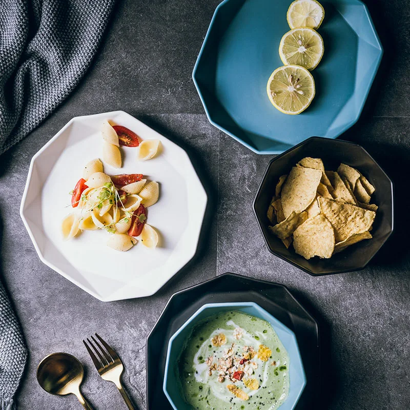 KINGLANG ceramic solid color big salad vegetable bowl noodle bowl