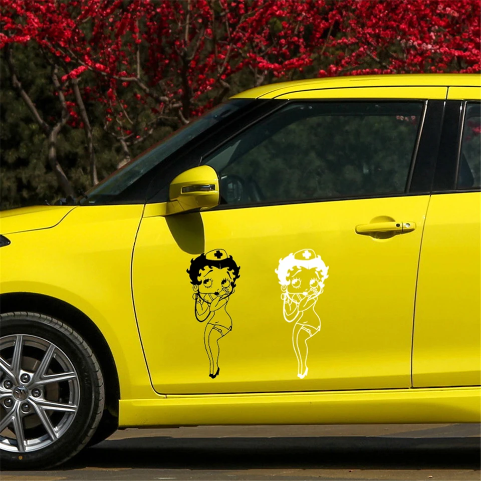 Betty Boop Nurse Cartoon Decor Vinyl Stickers Decals Car-Styling Creative Fashion Waterproof Car Body Wall Stickers 7.6cm18 (2)