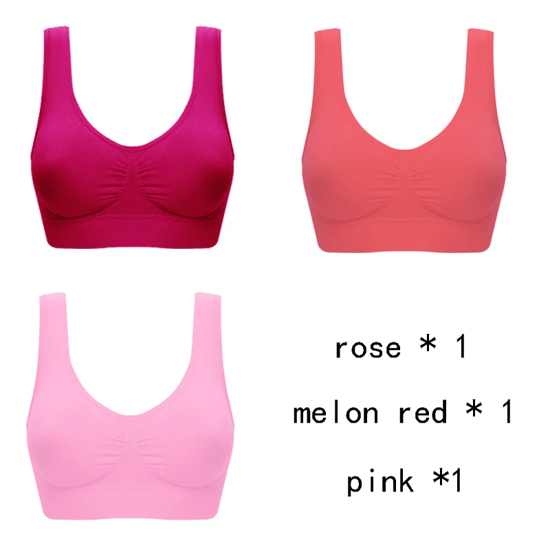 bralette Queenral 3PCS/lot  Plus Size Bras For Women Seamless Bra With Pads Big Size 5XL 6XL Bralette Push Up Brassiere Vest Wireless BH lace bra Bras