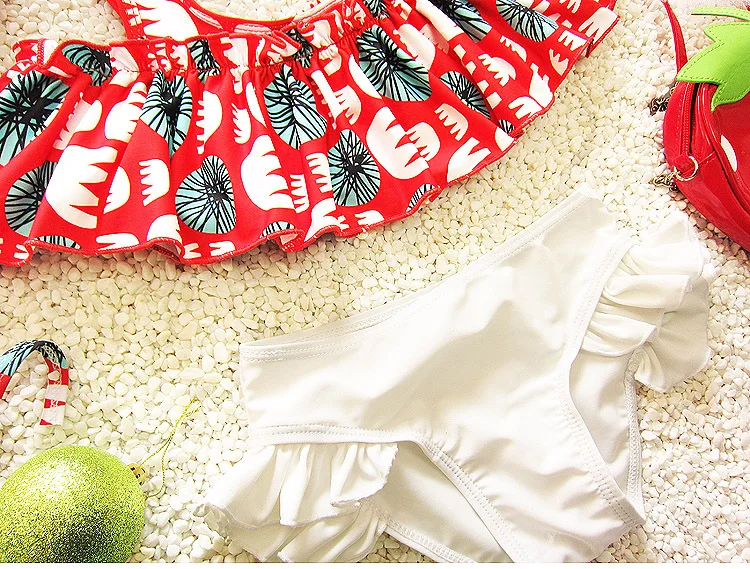 Детский летний цветочный купальный костюм для девочек, детский купальник, комплект бикини, пляжная одежда, Раздельный купальник из трех предметов