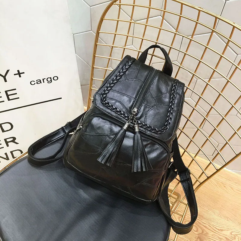 2018 Новый Модный женский рюкзак из натуральной кожи с бахромой|fashion women backpack|women