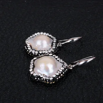 

Prett Lovely Women's Wedding Natural white pearl earrings shaped female ear hook plum shaped Baroque Pearl Earrings