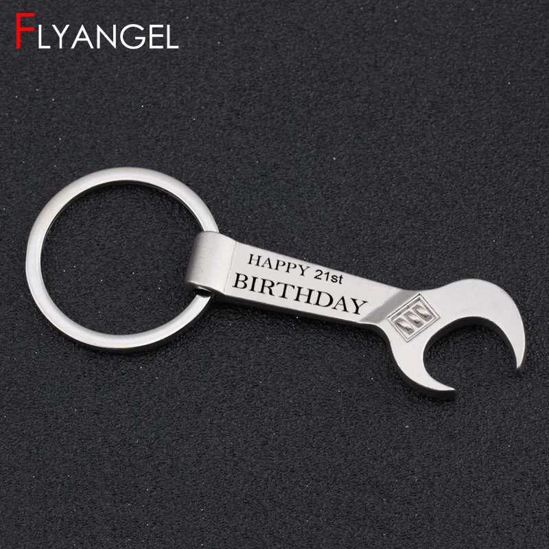 Custom Age Wrench Bottle Opener Keychain Engraved Happy Birthday High Quality Key Holder Keyring Friends Gifts | Украшения и