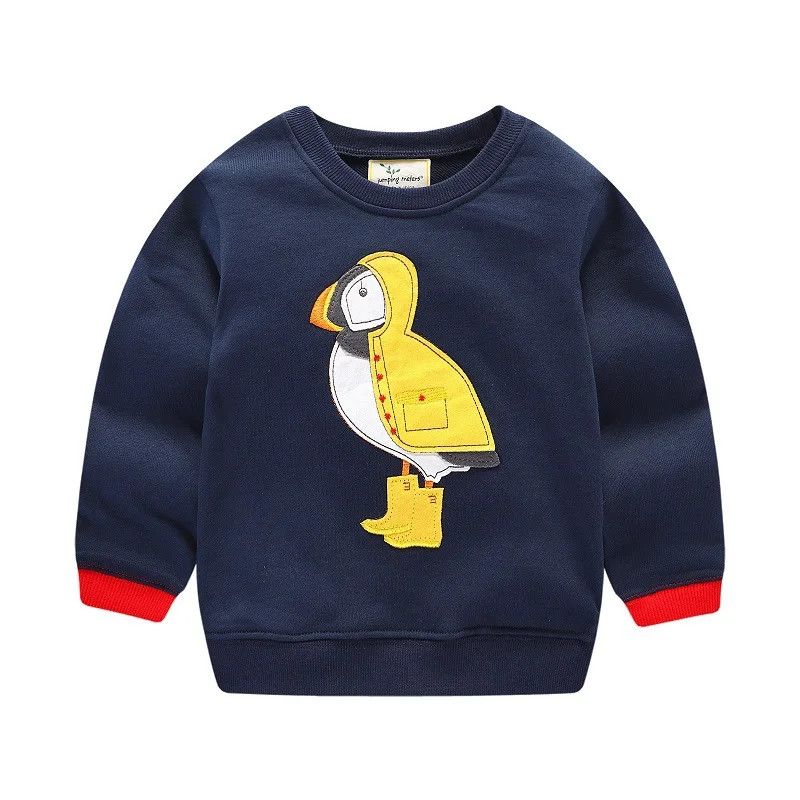 Модные футболки для мальчиков Новые дизайнерские топы для детей Детская одежда Одежда с аппликацией для девочек и мальчиков весенне-зимние брендовые рубашки - Цвет: T3028 navy bird