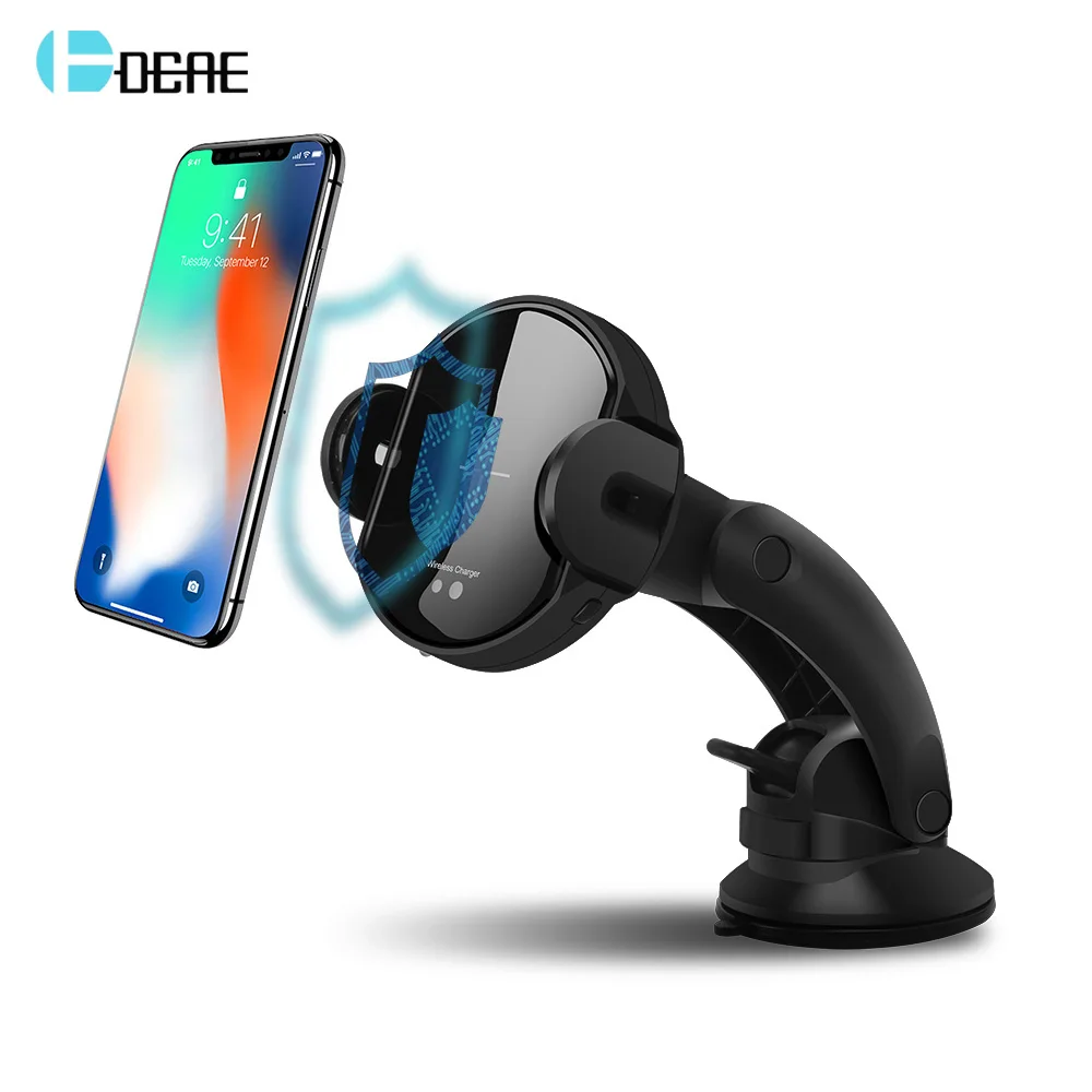 

DCAE Qi Car Wireless Charger For iPhone X XS Max XR 8 Plus Samsung S10 S9 S8 Car Automatic induction Wireless Charging Holder