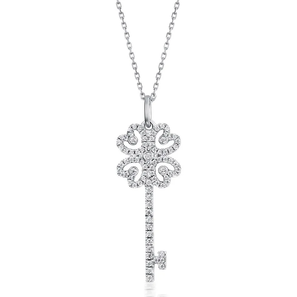 

925 Sterling Silver Delicate Silver Key Necklace Pendant For women