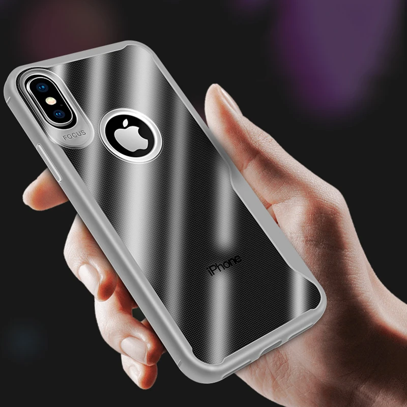 Luxury Armor Case For iPhone X XR XS Max 8 7 Plus Transparent Case Soft TPU Cover For iPhone XR 6 6s Plus 5 5S SE Silicone Cases