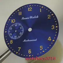 Новинка 38,9 мм Мужские часы Parnis с голубым циферблатом и розовыми золотыми цифрами 6497 мужские часы