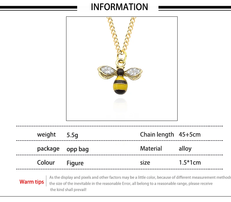 Простой животное Золотой пчелы ожерелье личности горный хрусталь ожерелье с насекомыми для женщин модное металлическое короткое ожерелье