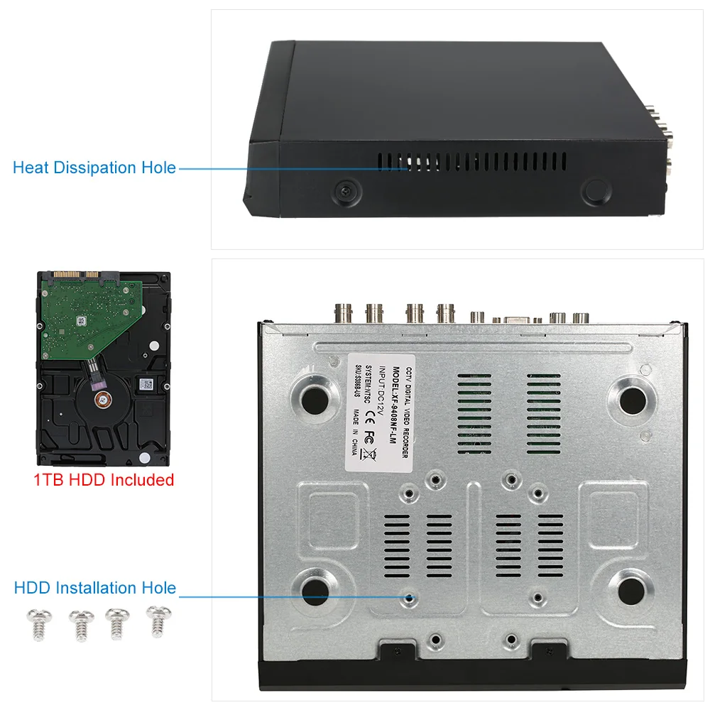 KKmoon 8CH полный 960 H/D1 DVR HVR NVR с 1 ТБ Seagate HDD HDMI P2P H.264 IP камера Onvif 8CH DVR Регистраторы для видеонаблюдения Камера Системы