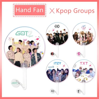 

Kpop GOT7 EXO Clear PVC Hand Fan Summer Gift TXT ITZY Twice Protable HD Photo Hand Fan Fan Gift