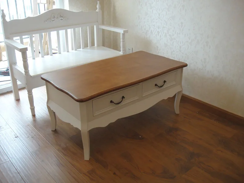 

European-style garden white whole wood surface 1 meter living room coffee table coffee table Specials