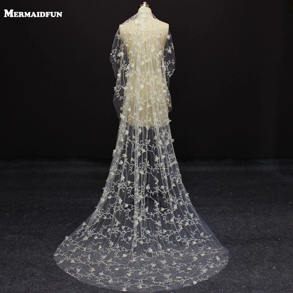 Real Photos New One Layer 2 Meters Flower Champagne Color Wedding