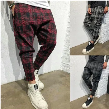 

2019 Cotton Men's Sports pants casual elastic striped mens s fitness workout pants skinny sports pants Jogger pants