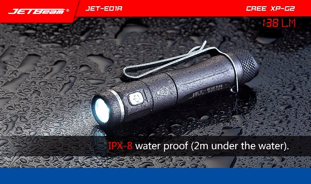 JETBeam E01R CREE XP-G2 138 Люмен USB Перезаряжаемый Водонепроницаемый светодиодный фонарик