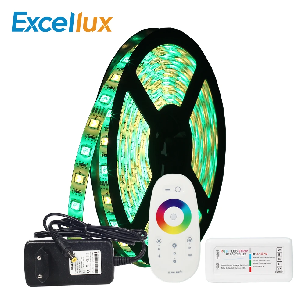 

12V 2.4G RF Wireless LED Controller 5M 300LEDs IP65/IP20 Waterproof RGBW/RGBWW LED Strip SET + 12V EU/US 3A Power Adapter