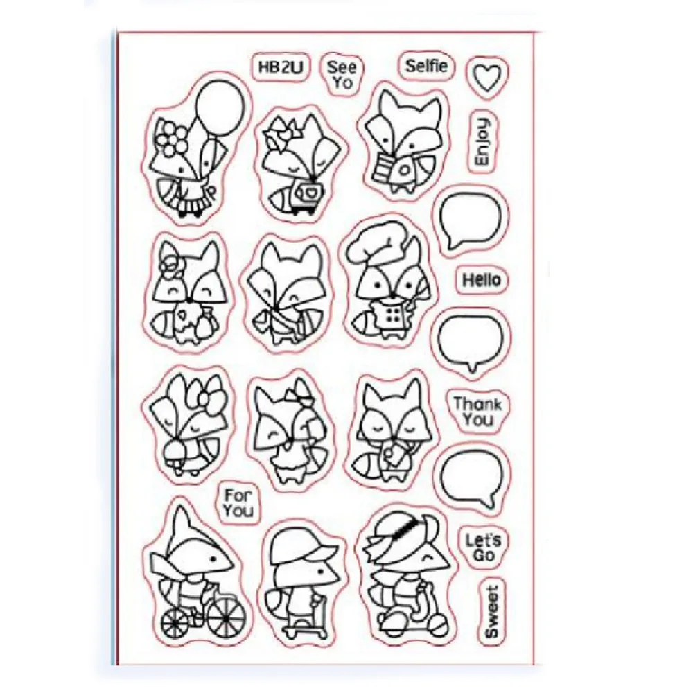 

Cute Fox Transparent Clear Stamp for Scrapbooking Paper Cards Making
