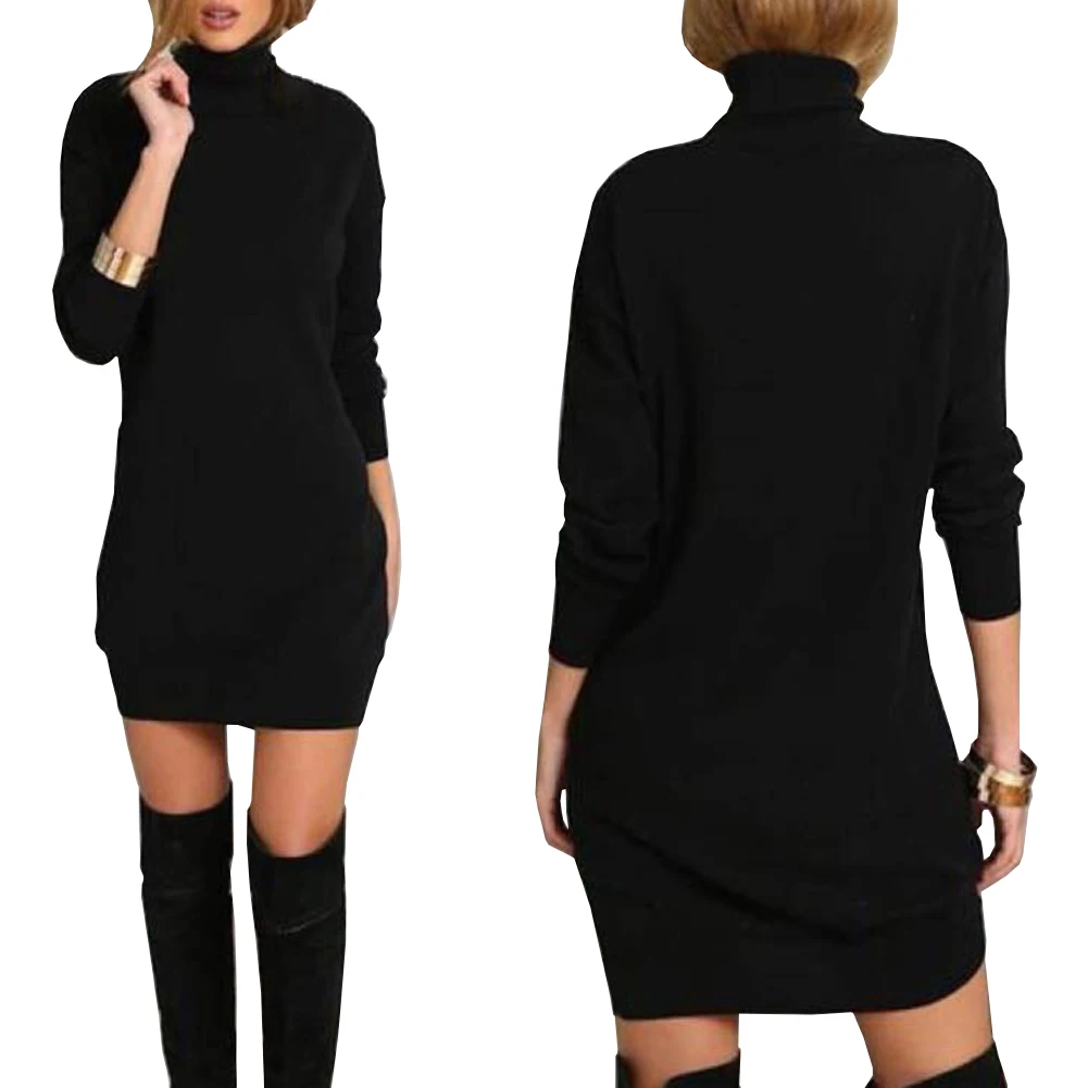 Женское платье с высоким воротником длинным рукавом в готическом стиле|solid dress|black