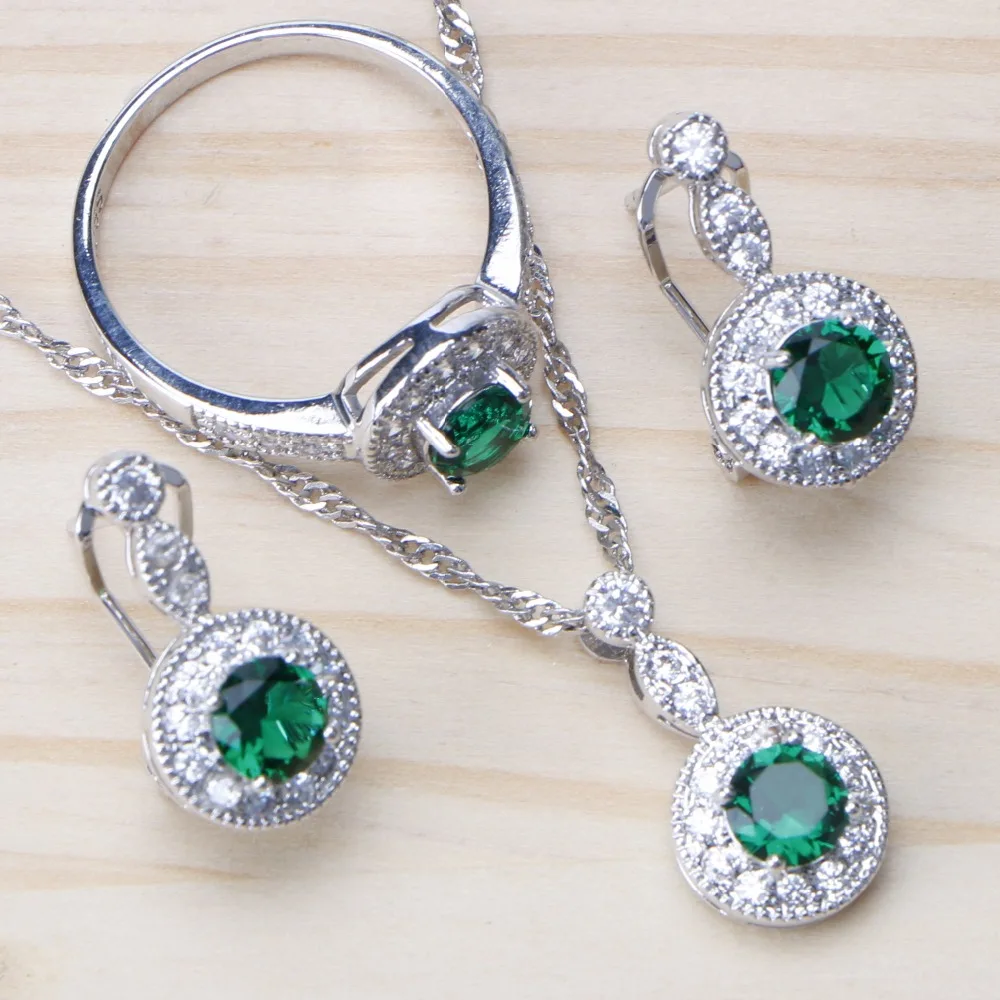 925 пробы серебряные свадебные ювелирные наборы, свадебные серьги-капли с цирконием для женщин, ювелирные изделия для костюма с кольцом, ожерелье