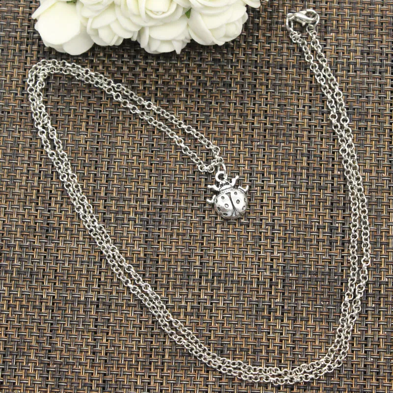 

New Fashion Tibetan Silver Pendant ladybug bug Choker Charm Short Long DIY Necklace Factory Price Handmade jewelry