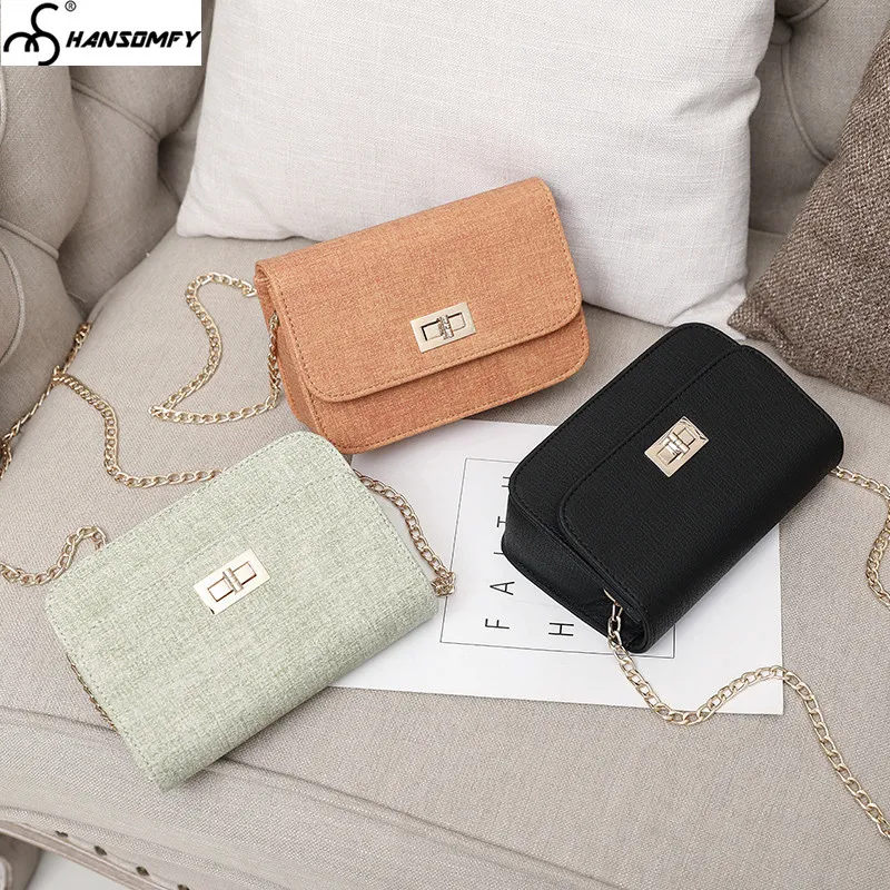 

2018 new Women metal chain small square bag shoulder fashion lock buckle female handbag mini Messenger bag tide