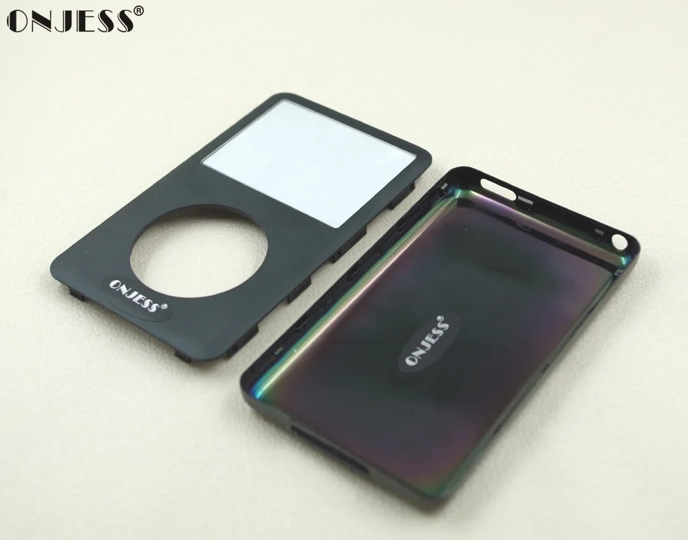 

Onjess Pure Black Front Faceplate with Lens Back Housing Case Cover for iPod 6th 7th Classic 80GB 120GB Thin Thick 160GB